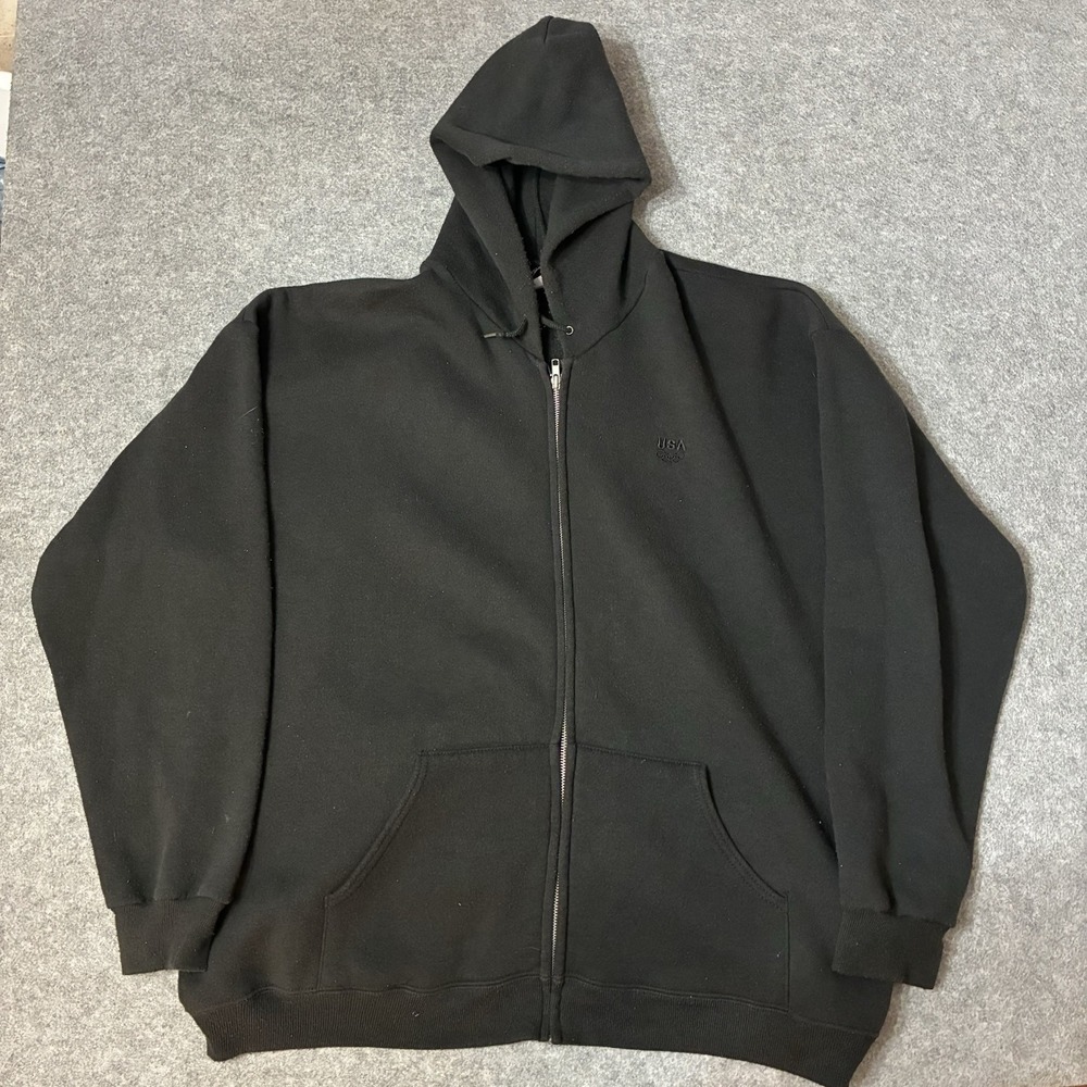 Vintage 80s 90s Olympic JCPenney Made in USA Full Zip Up Hoodie Black Mens 2XL